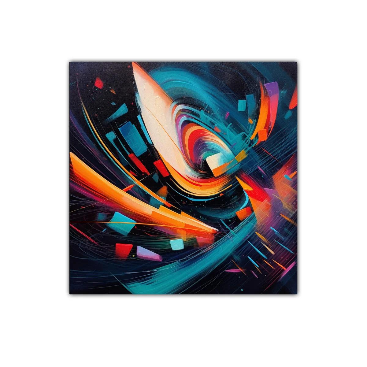 Arte abstracto dinámico con vibrantes tonos cálidos y fríos