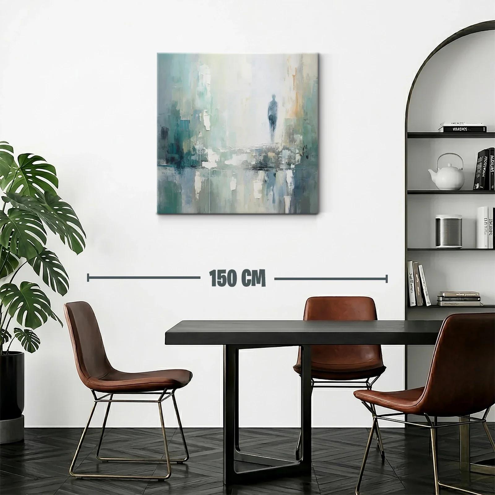 Cuadro abstracto con figura humana y tonos suaves — miniatura 2
