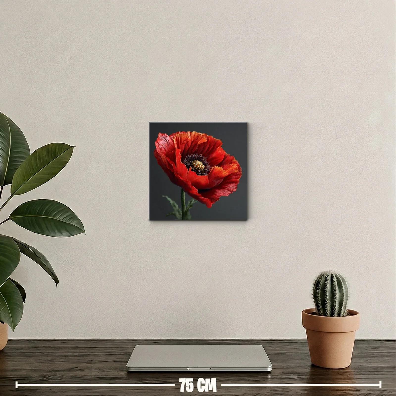 Cuadro decorativo amapola roja con fondo oscuro — miniatura 2