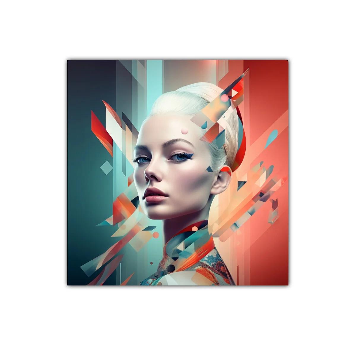 Retrato futurista con geometría y colores vibrantes — imagen principal