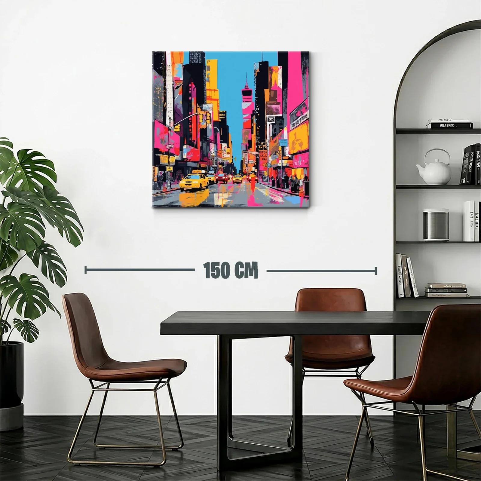 Atardecer urbano con vibrantes luces y taxis amarillos — miniatura 2