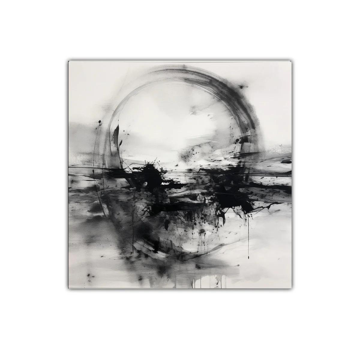 Cuadro abstracto en blanco y negro con formas orgánicas — imagen principal