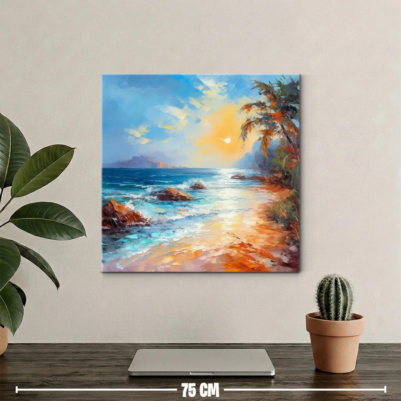 Atardecer brillante en costa tropical con palmeras — miniatura 2