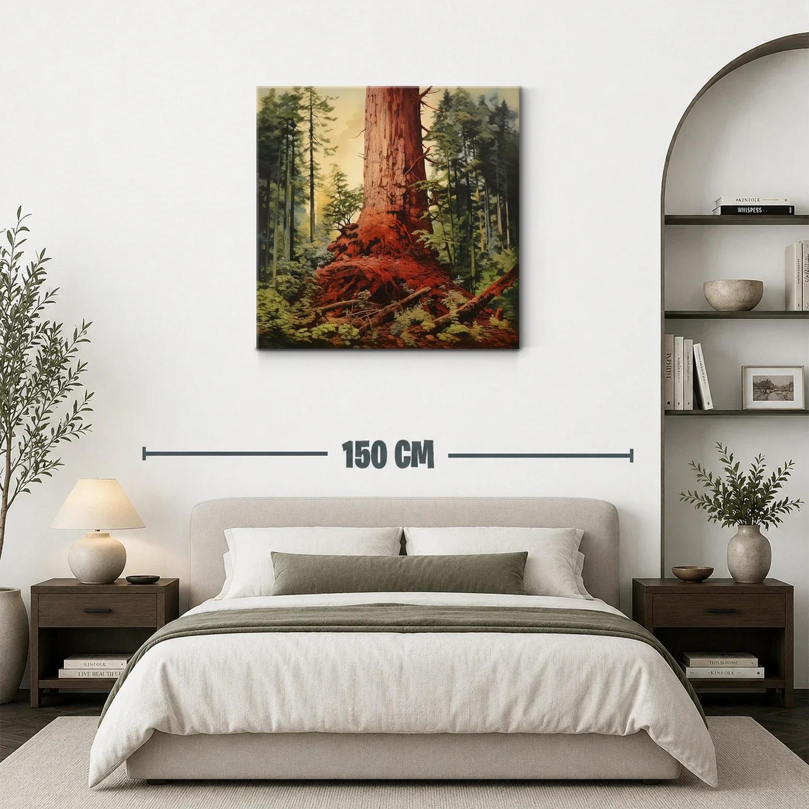 Majestuoso Tronco en Bosque Verde y Tonos Cálidos — miniatura 3
