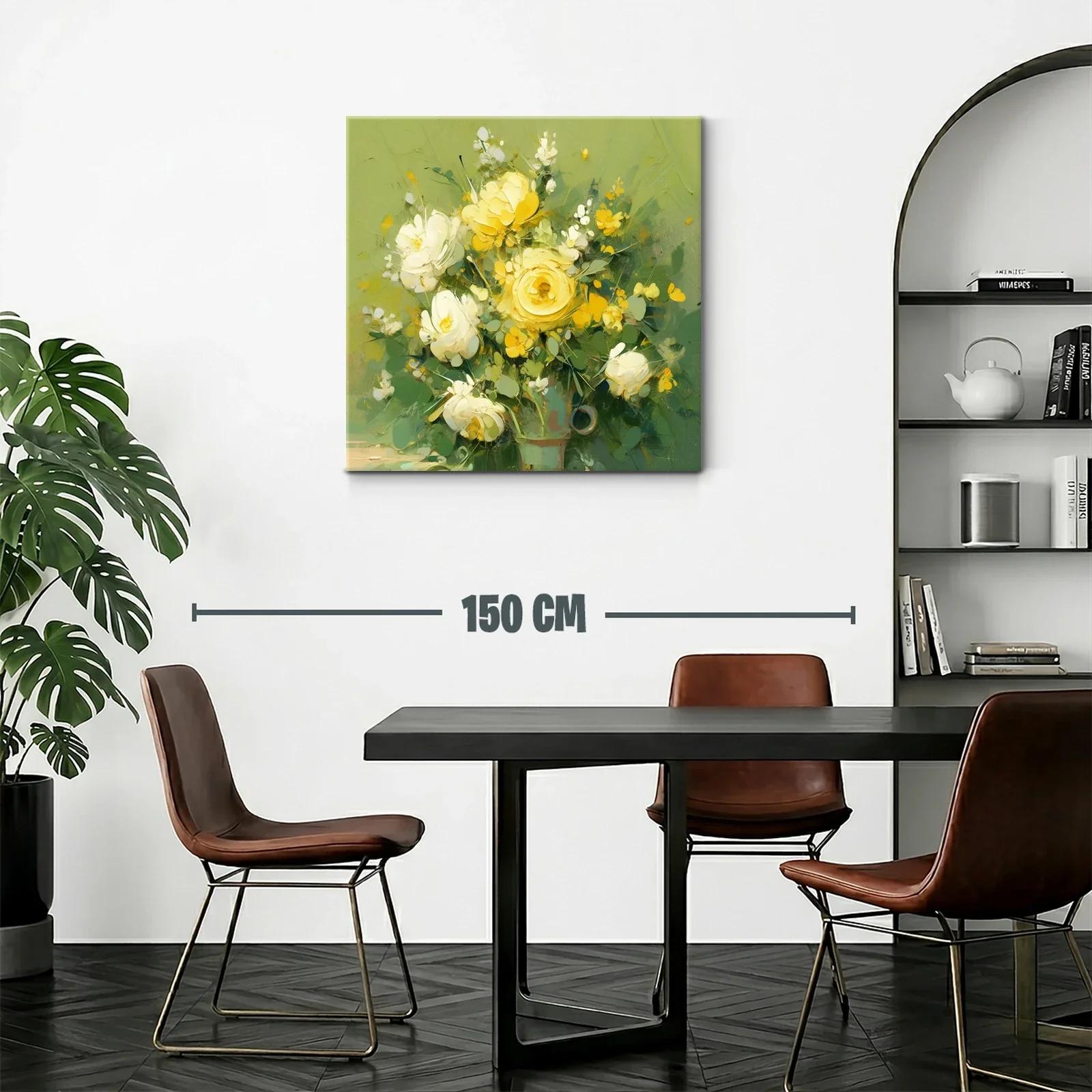 Cuadro floral con vibrantes tonos amarillos y verdes — miniatura 2