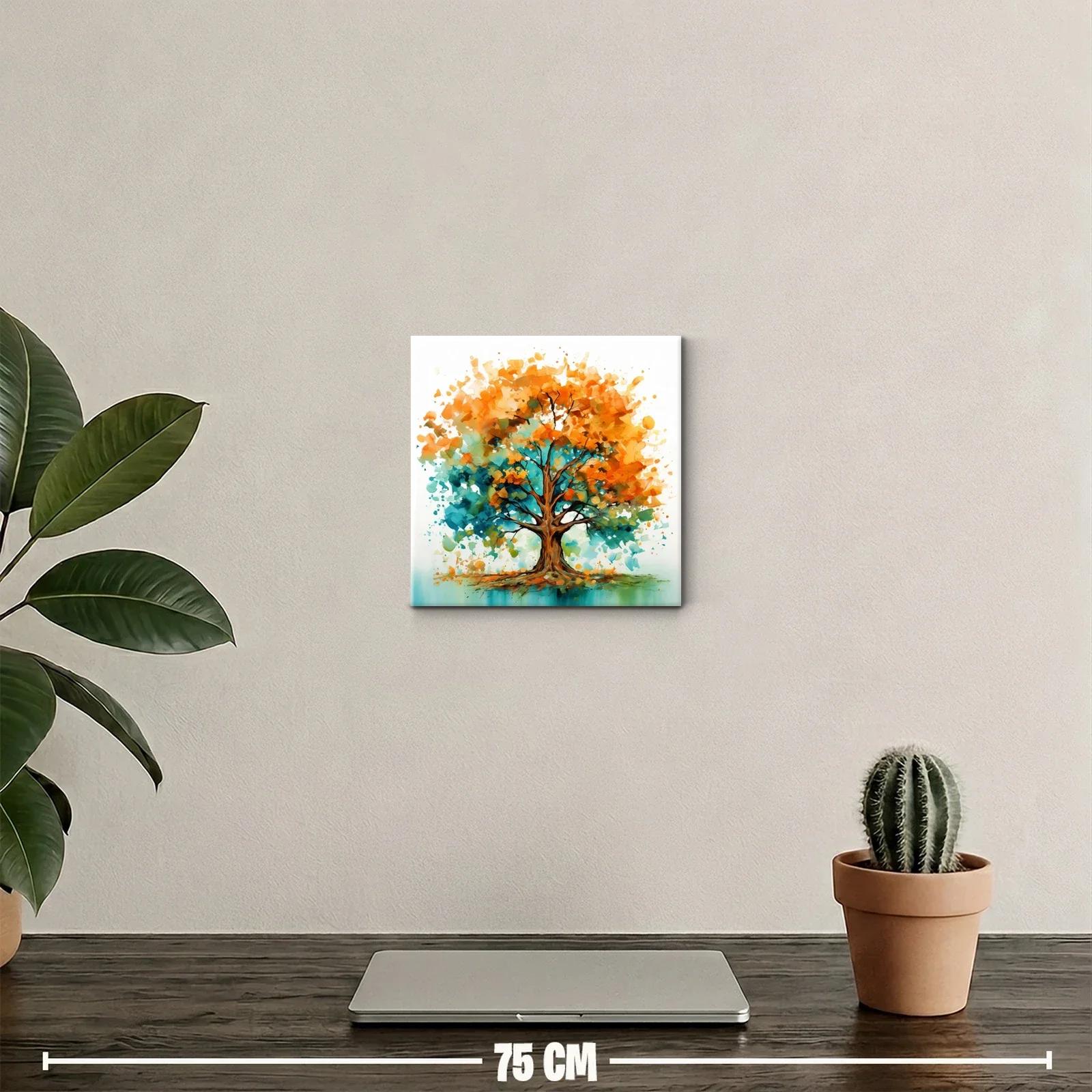 Árbol vibrante con tonos naranja y turquesa — miniatura 2