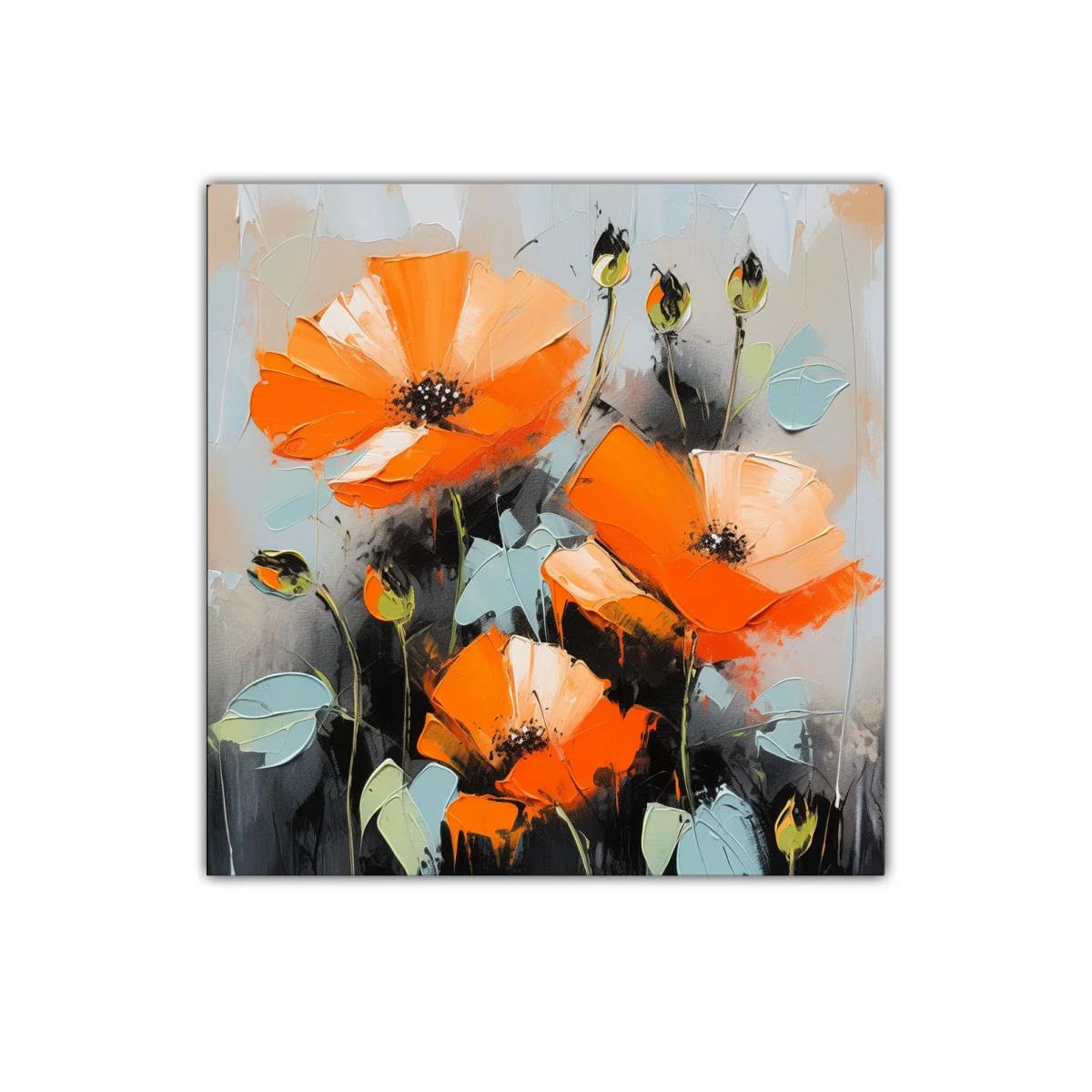 Cuadro decorativo con vibrantes flores naranjas
