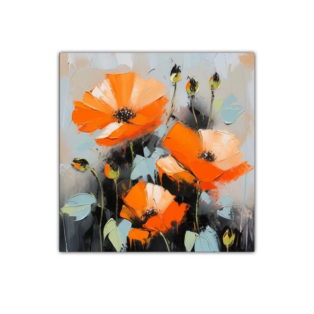 Cuadro decorativo con vibrantes flores naranjas