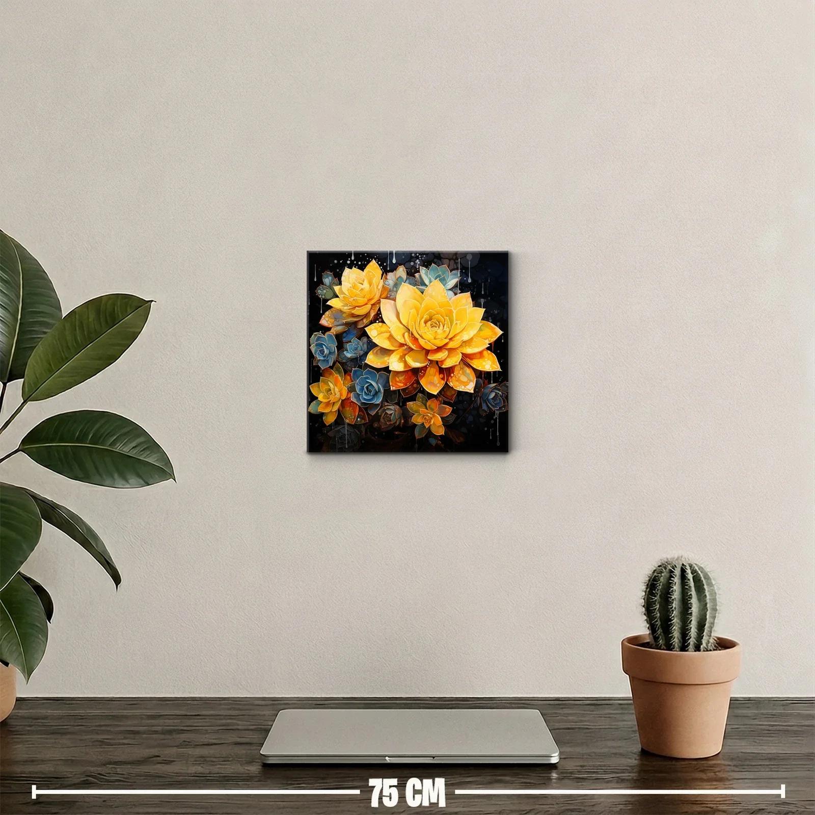 Cuadro decorativo con flores en tonos amarillos y azules — miniatura 2