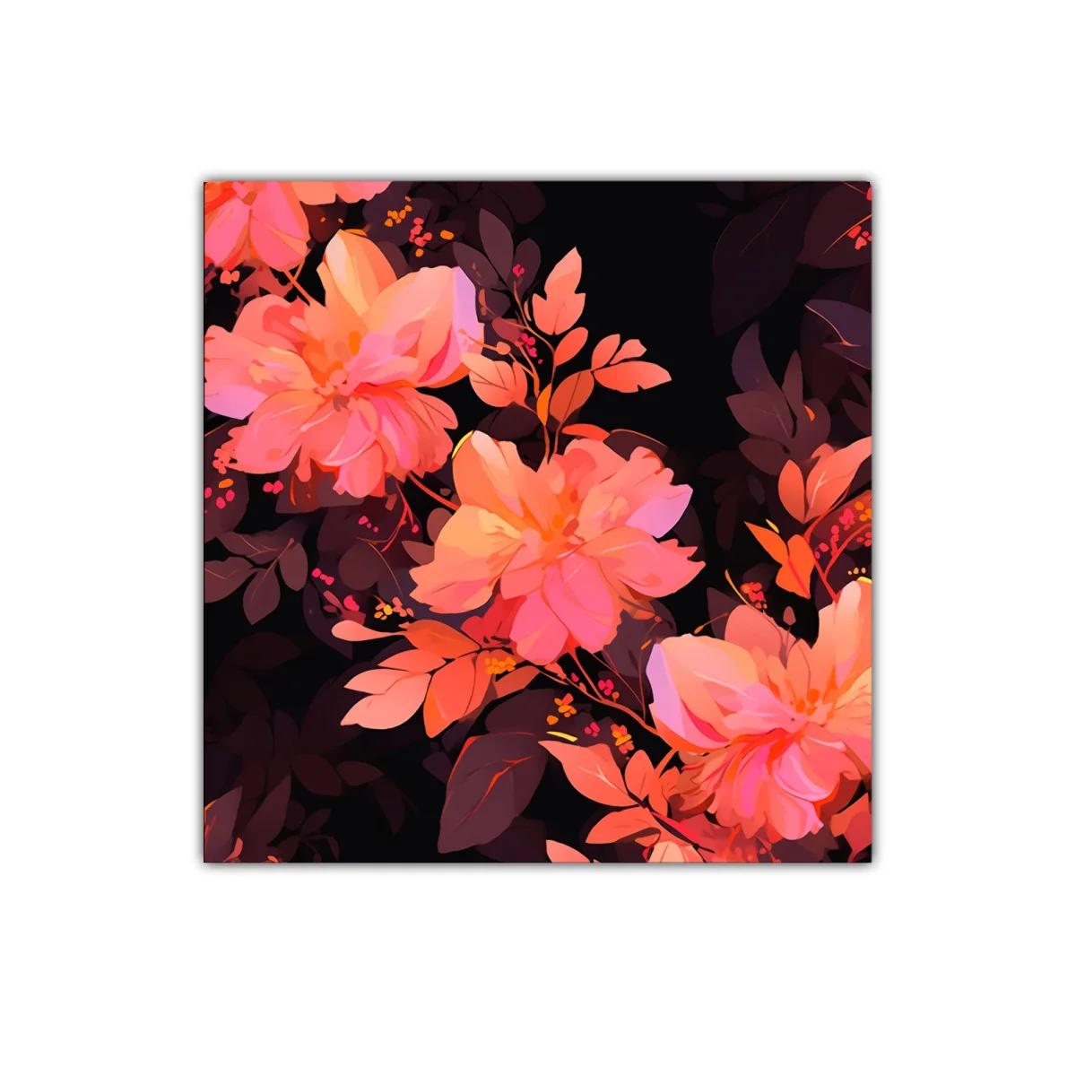 Cuadro decorativo con flores vibrantes en tonos cálidos