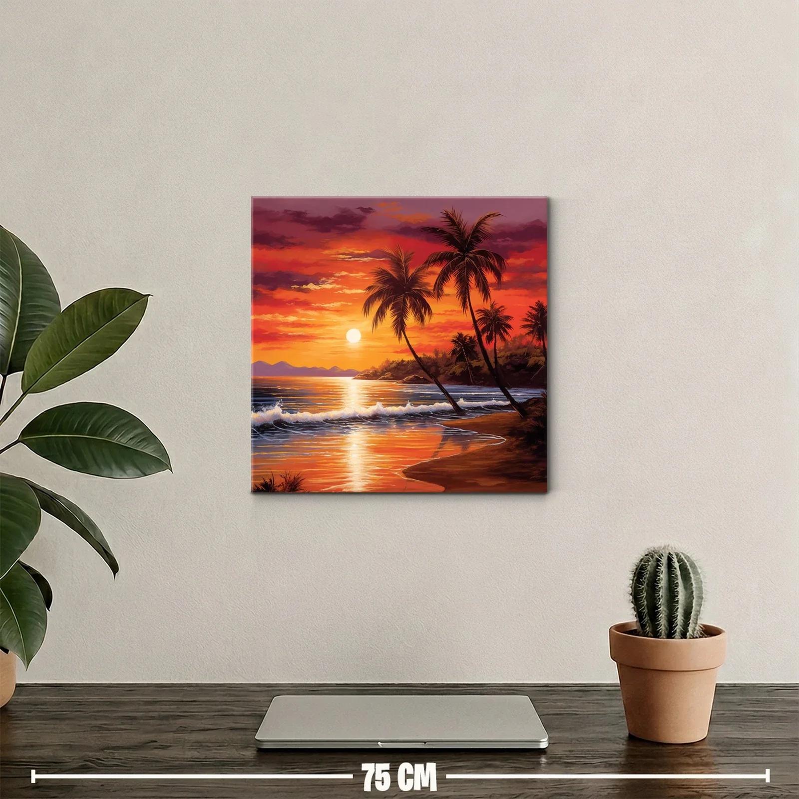Atardecer tropical con palmeras en playa serena — miniatura 2