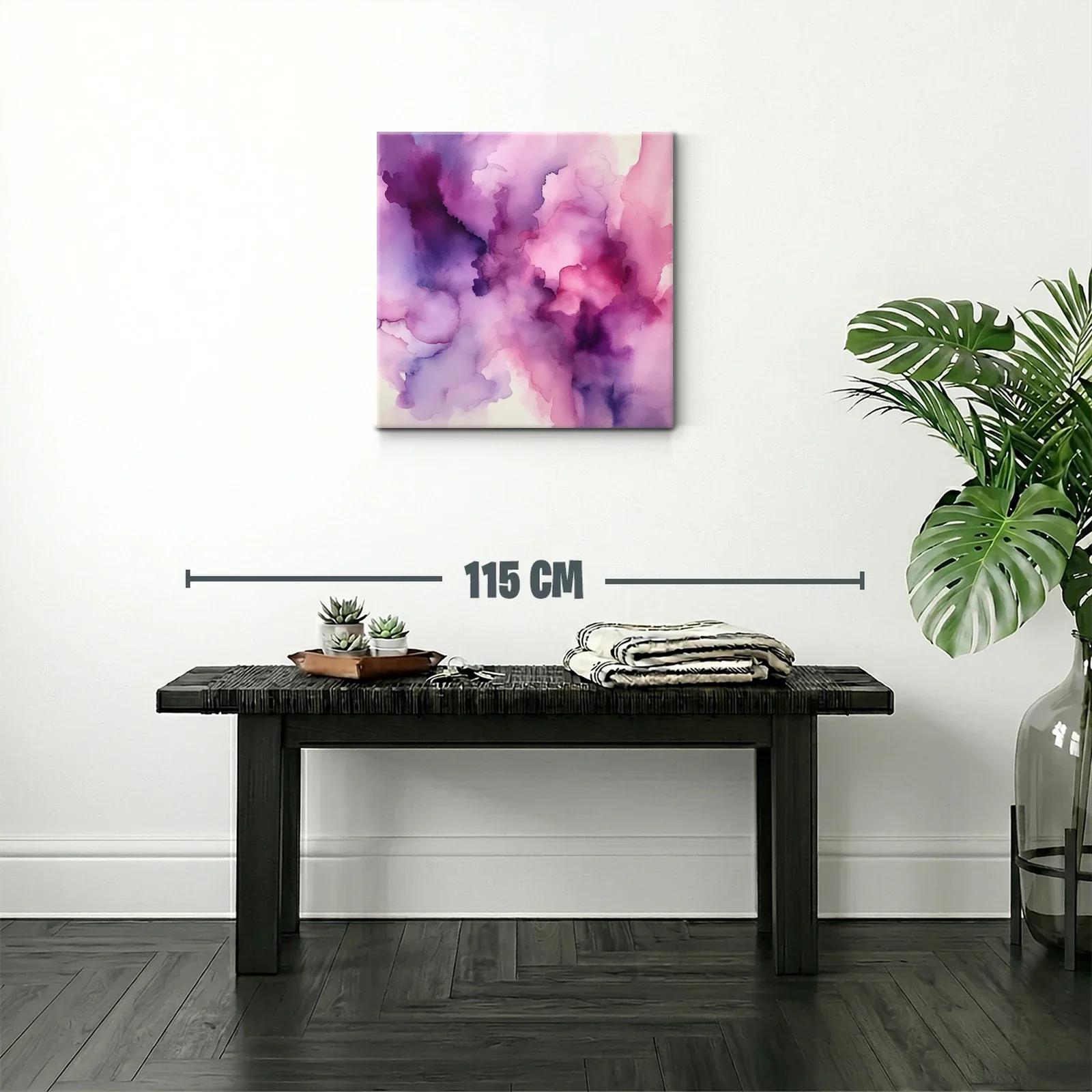 Cuadro abstracto en tonos violetas y rosas suaves — miniatura 2