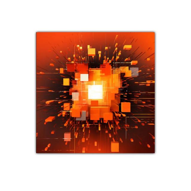 Explosión dinámica de cubos en tonos cálidos