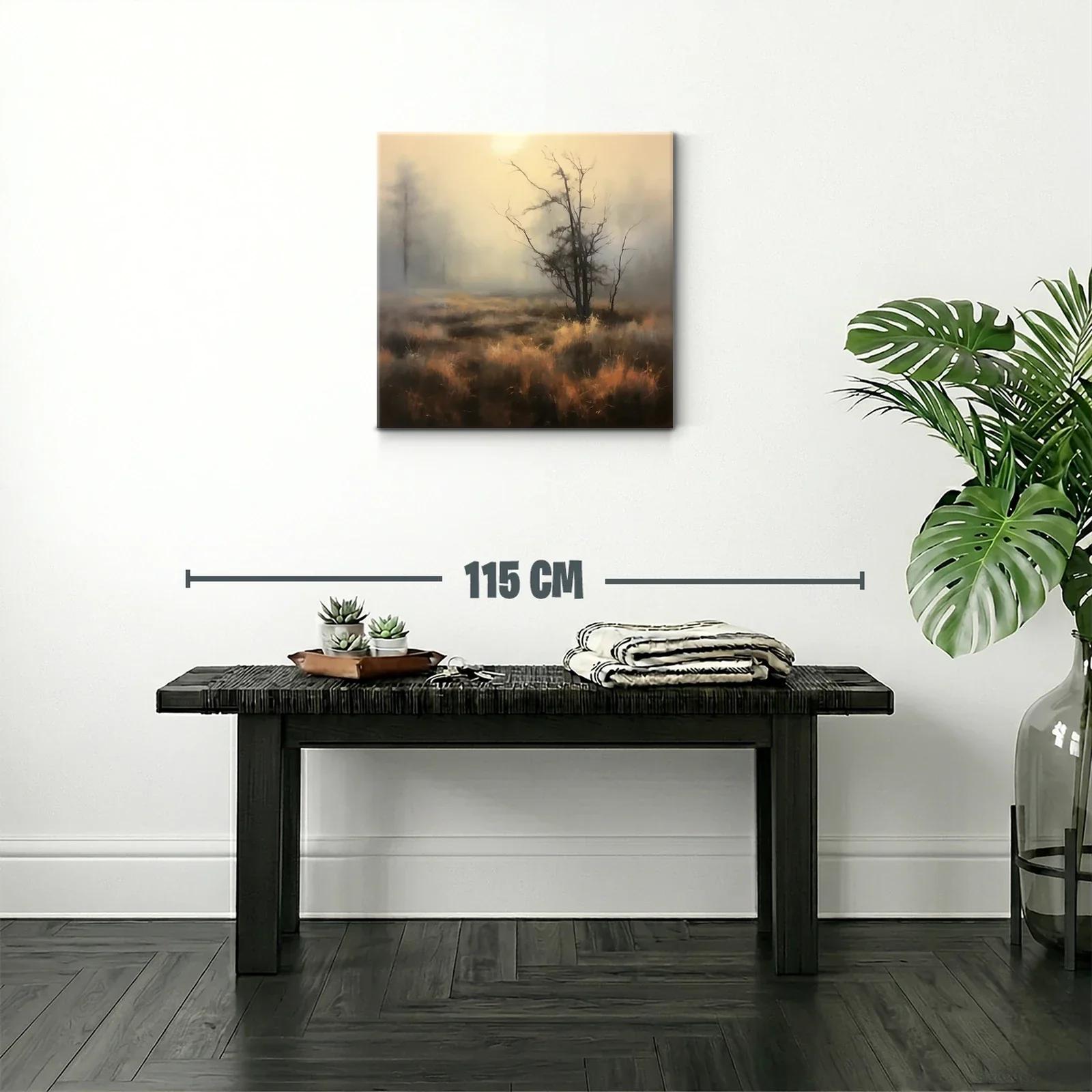 Paisaje brumoso con árbol solitario y tonos cálidos — miniatura 2