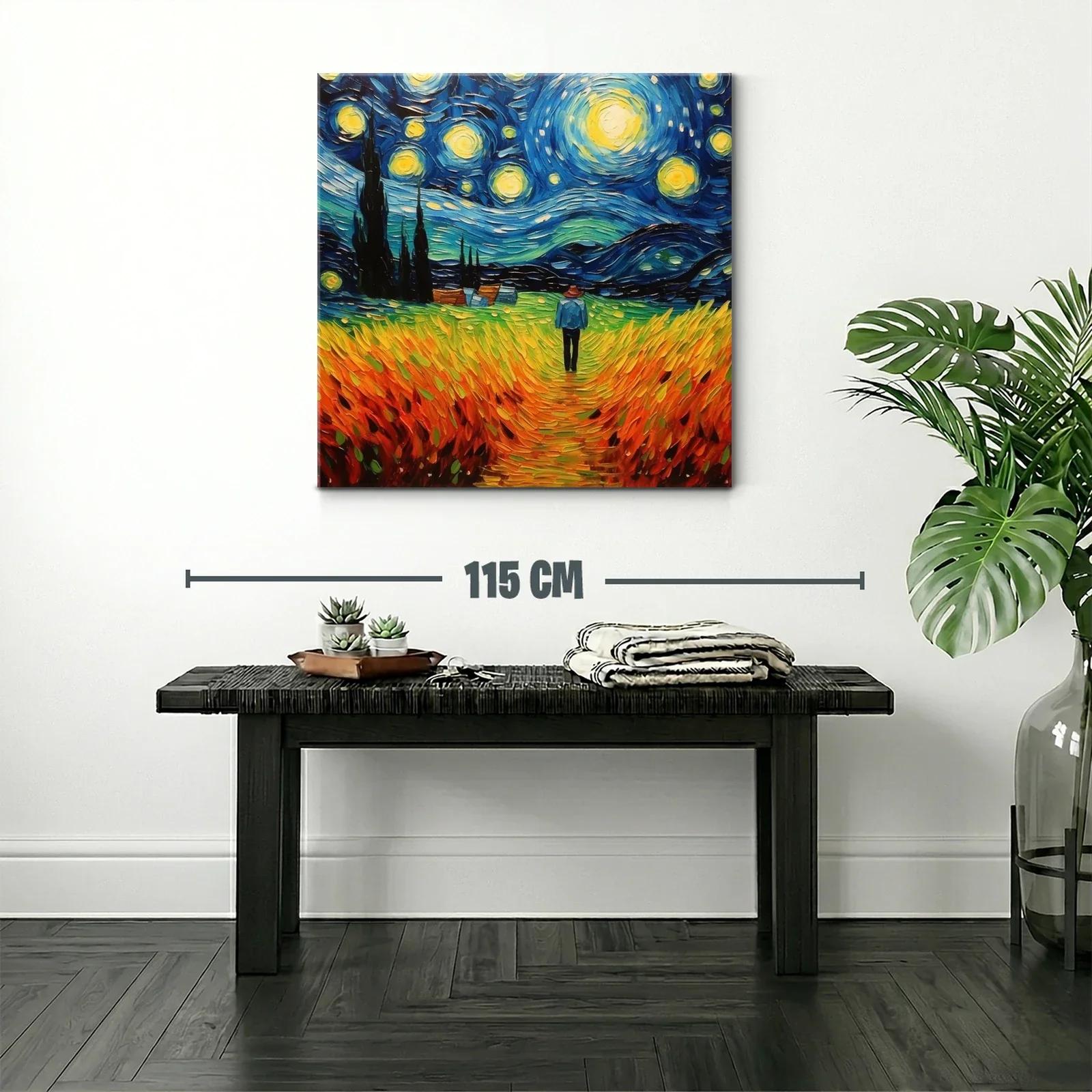 Paisaje Nocturno con Cielo Estrellado y Campo Dorado — miniatura 2