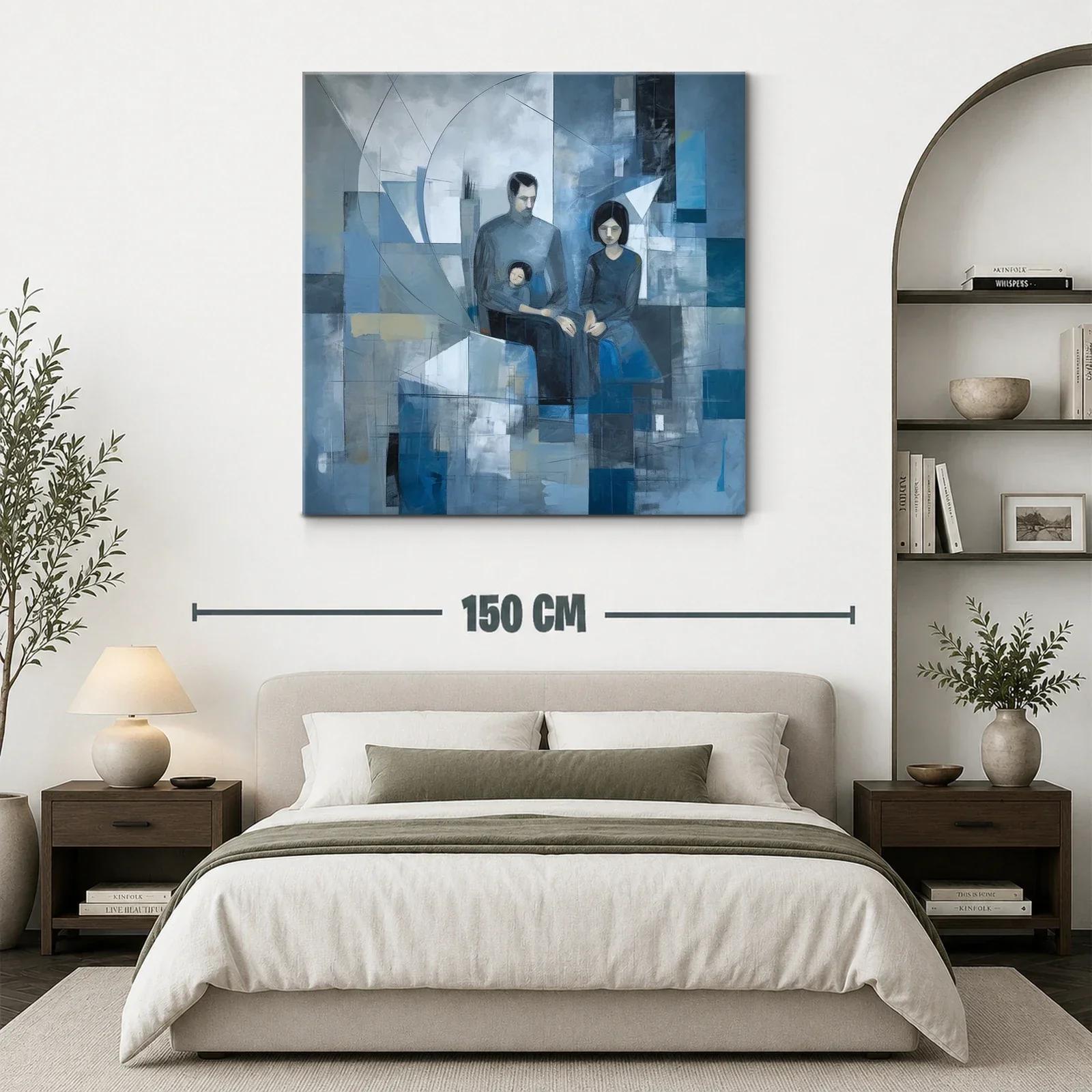 Composición abstracta de familia en tonos fríos y azules — miniatura 3