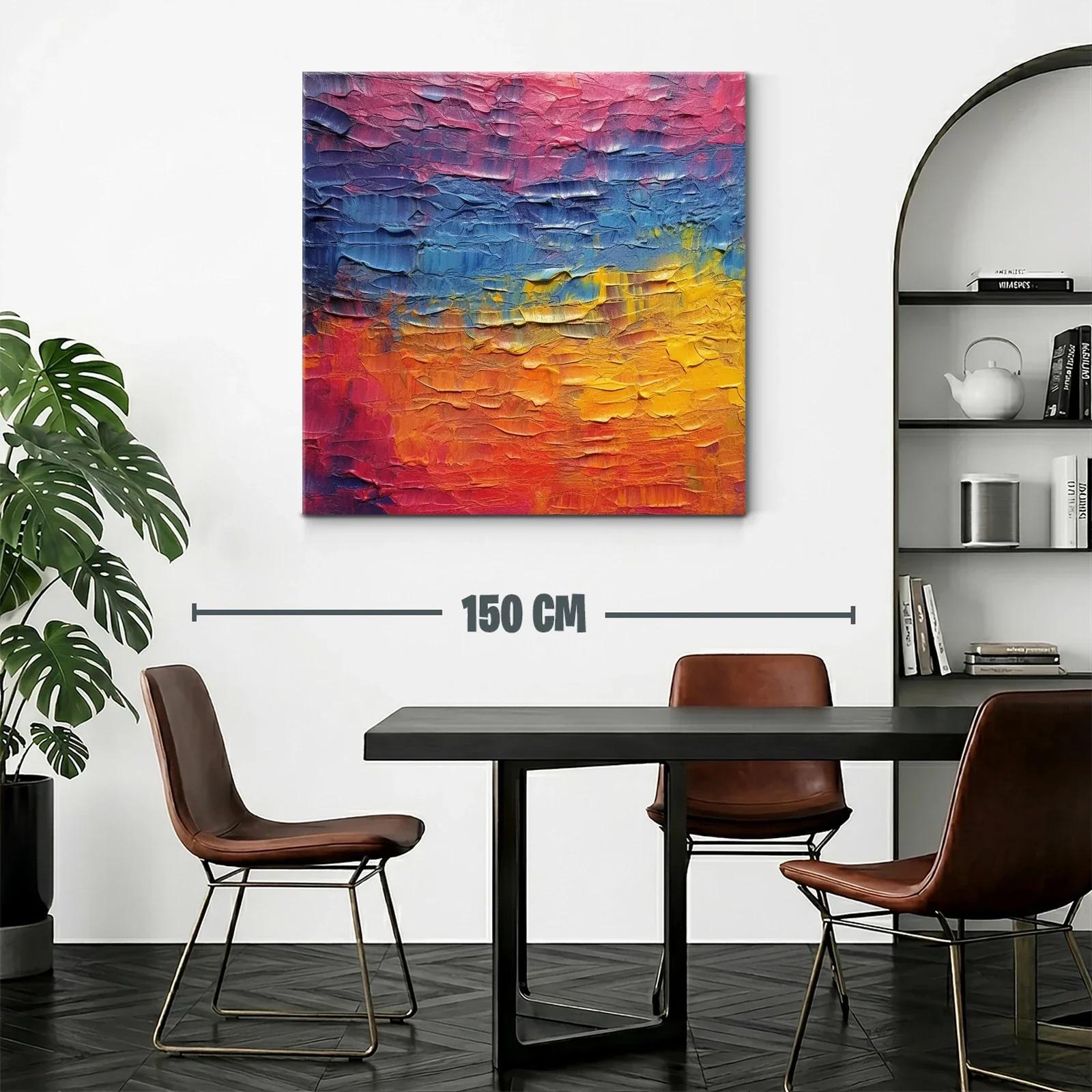 Cuadro abstracto con vibrantes tonos cálidos y fríos — miniatura 2