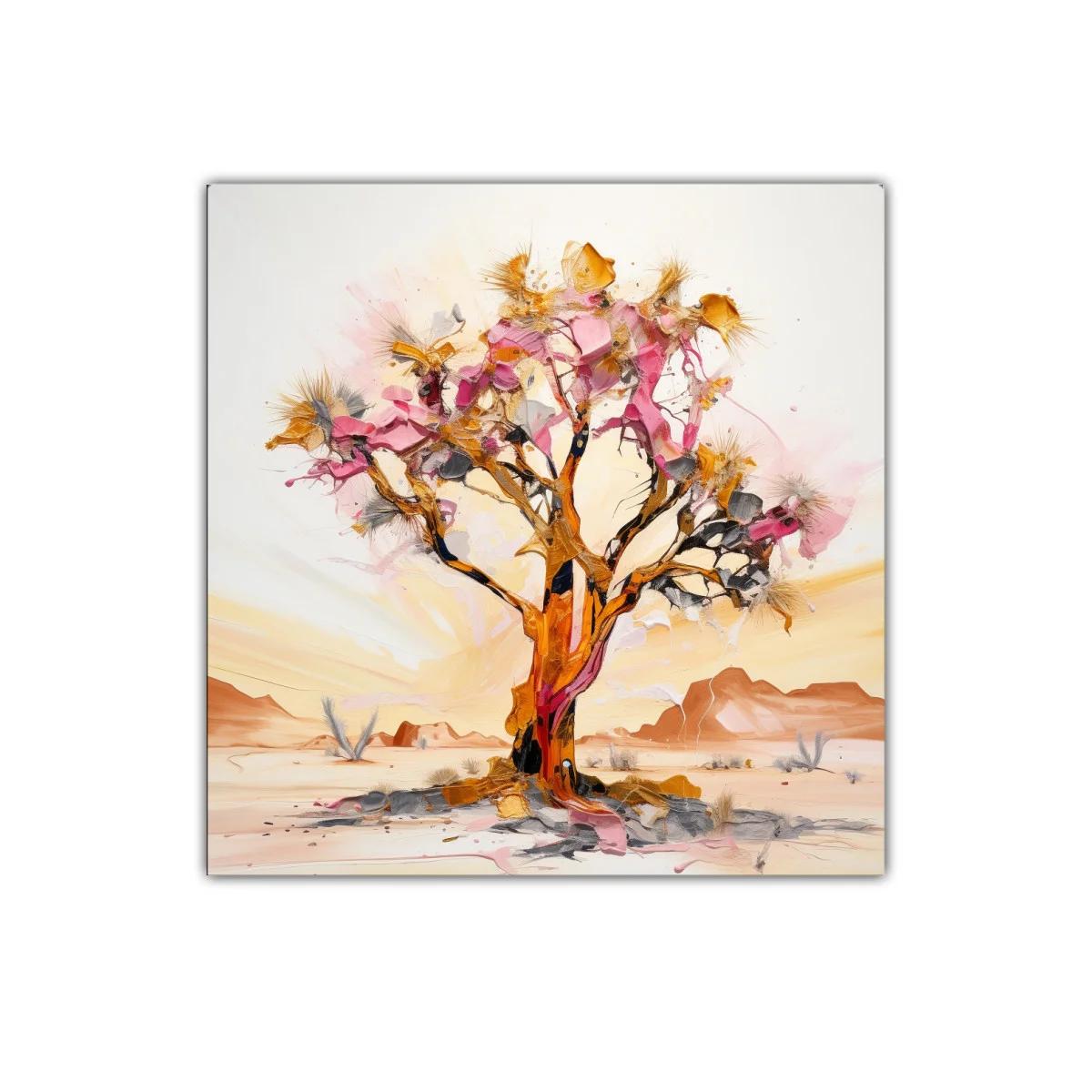 Árbol abstracto en tonos cálidos y acentos rosas — imagen principal
