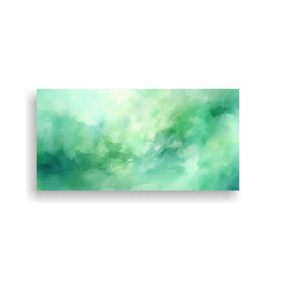 Cuadro nubes verdes abstractas con efecto brumoso