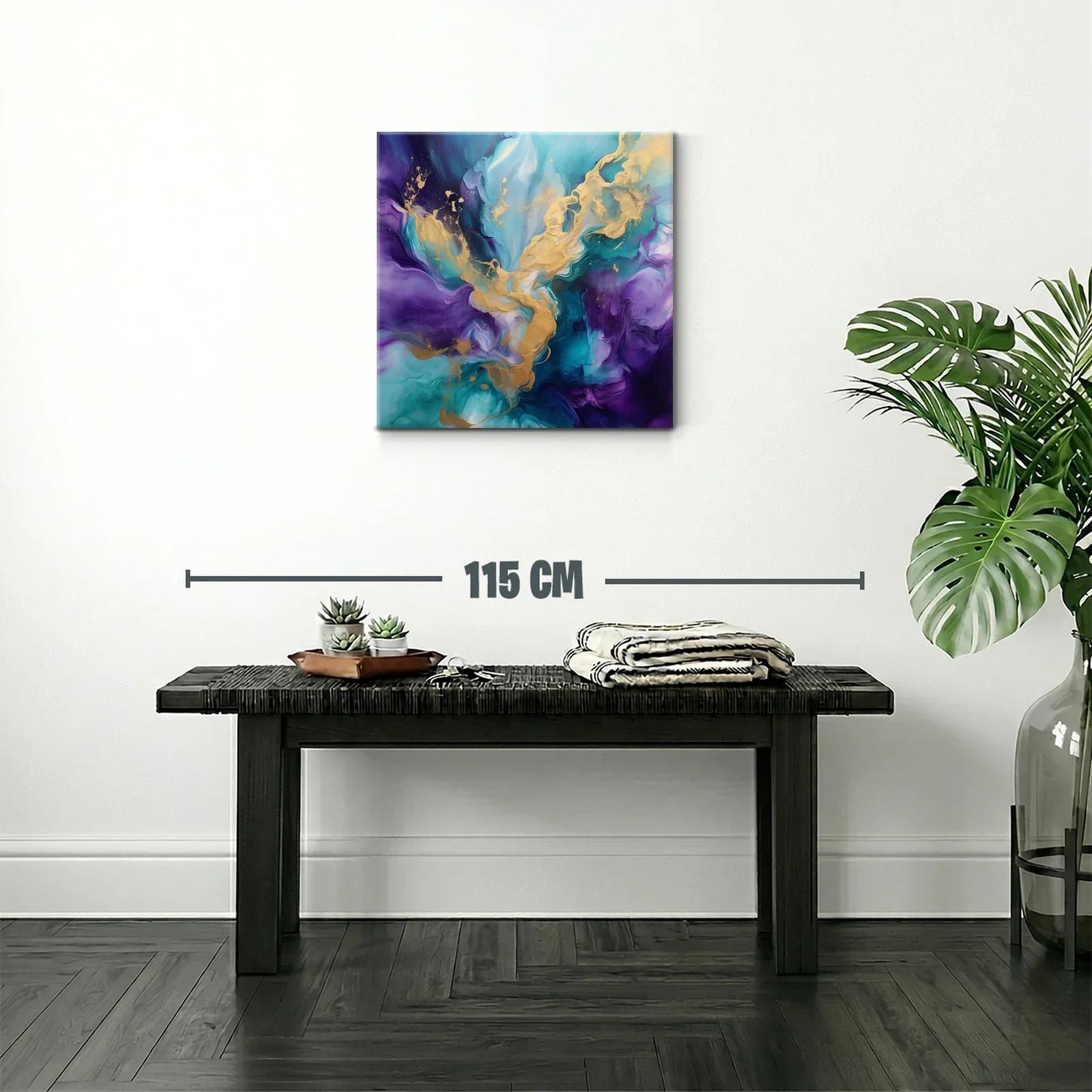 Cuadro Abstracto con Tono Azul y Dorado Vibrante — miniatura 2