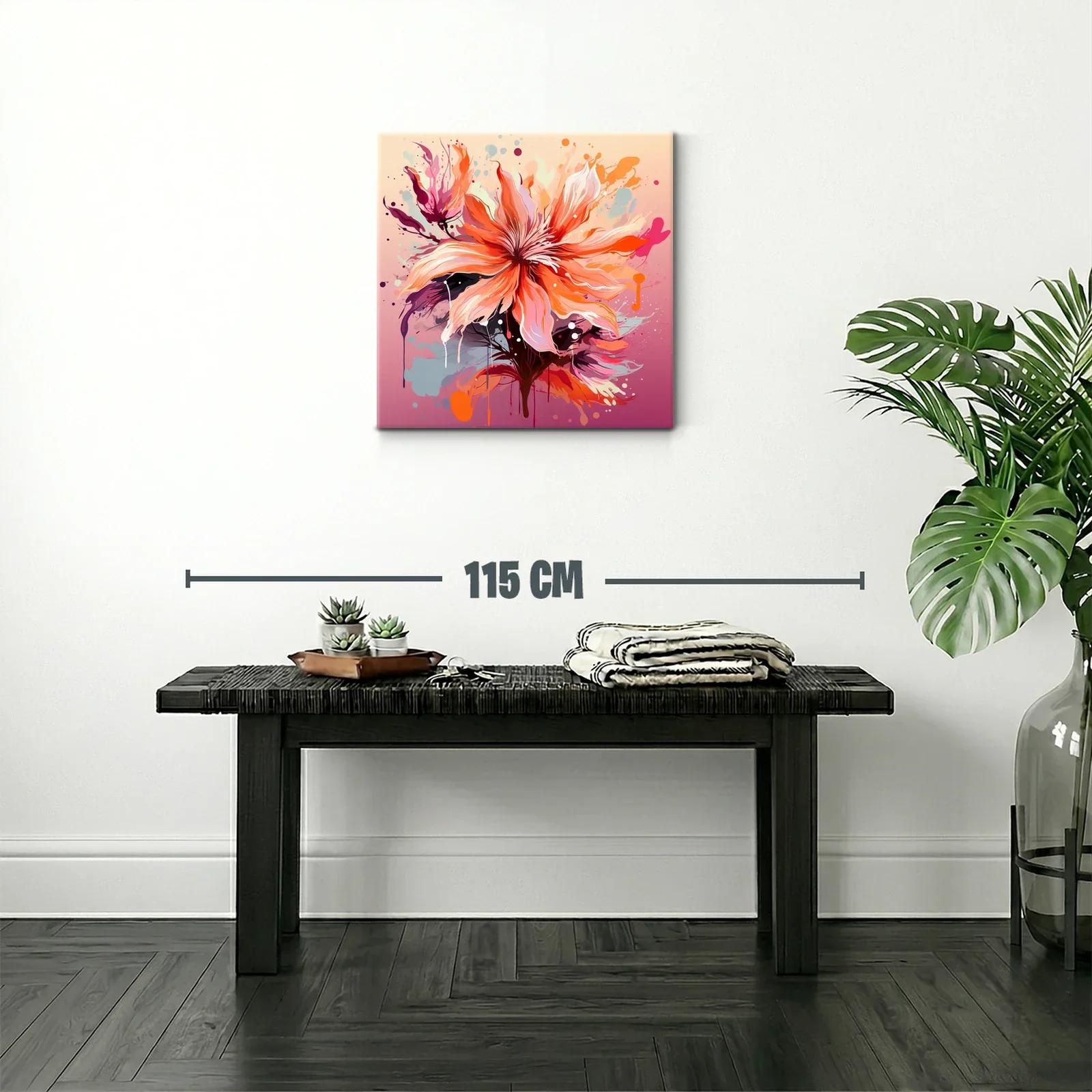Cuadro floral vibrante con tonos cálidos y modernos — miniatura 2