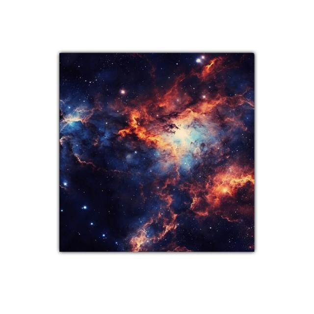 Nebulosa cósmica con vibrantes tonos de azul y naranja