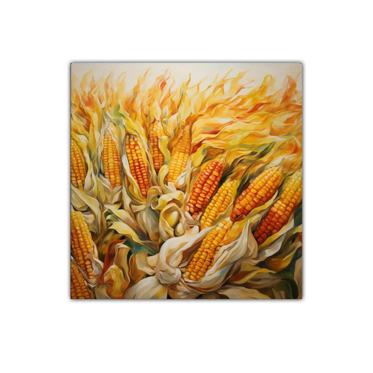 Cuadro decorativo con espigas de maíz dorado y cálido — imagen principal