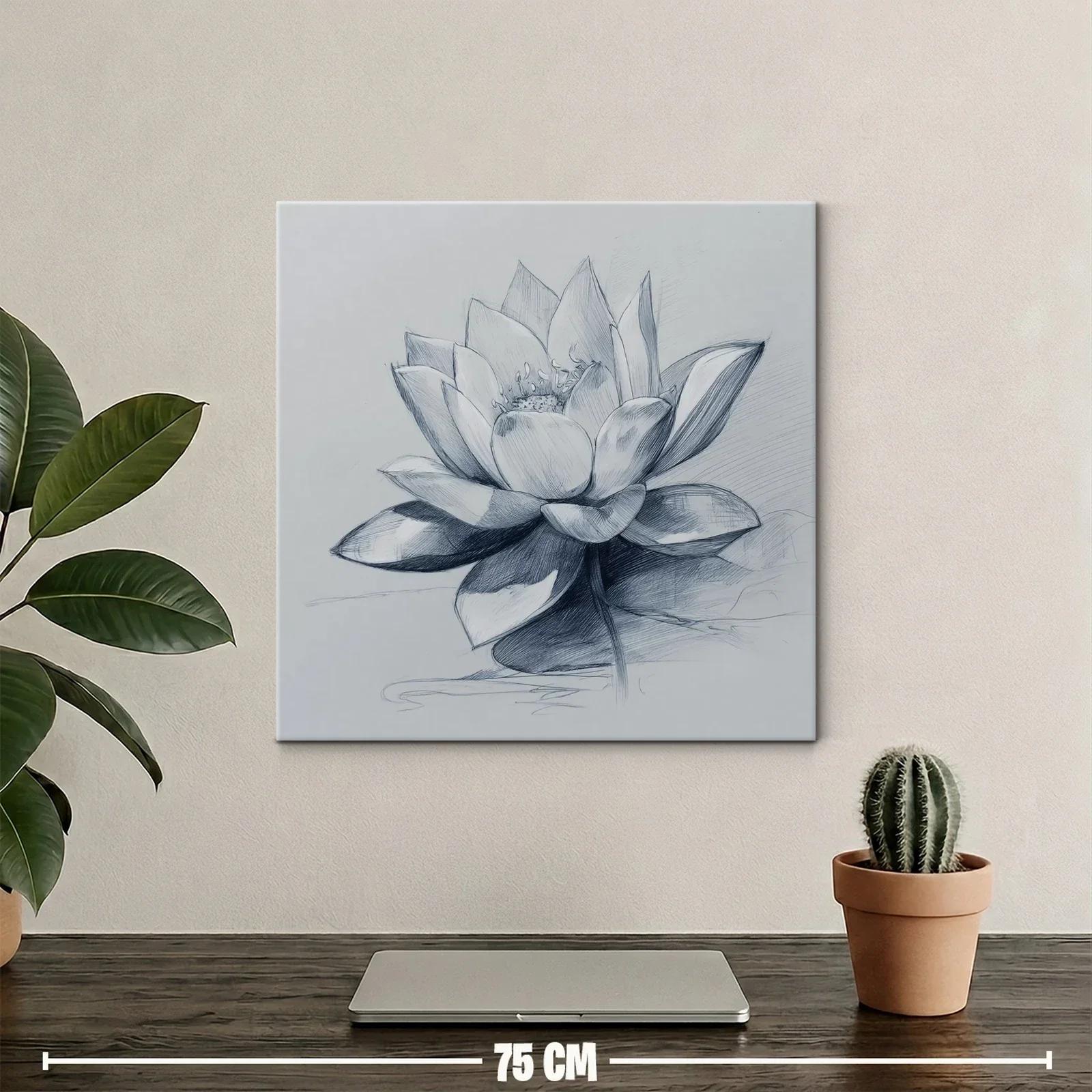 Flor de loto en delicado dibujo monocromo elegante — miniatura 2