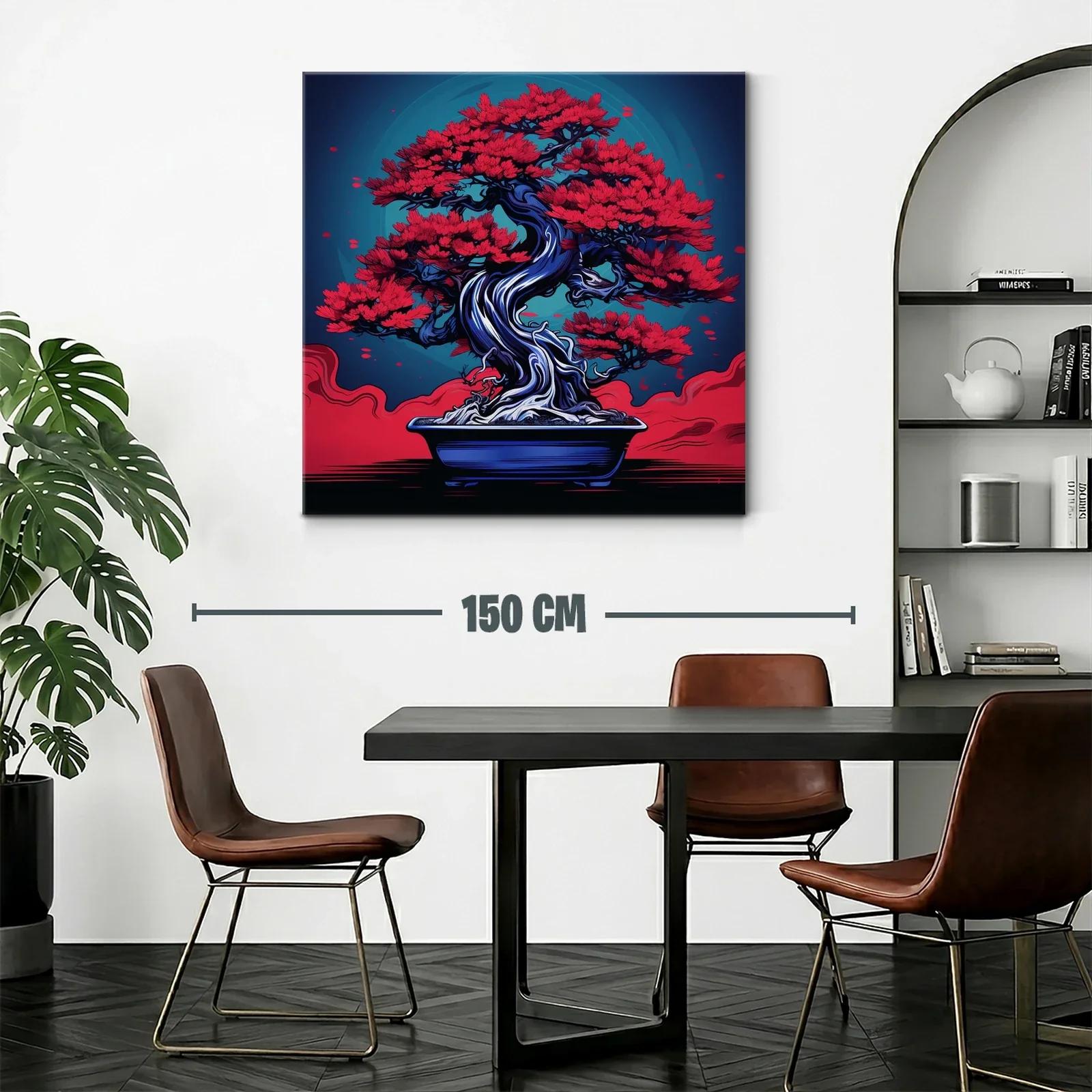 Bonsái rojo vibrante con fondo azul profundo — miniatura 2