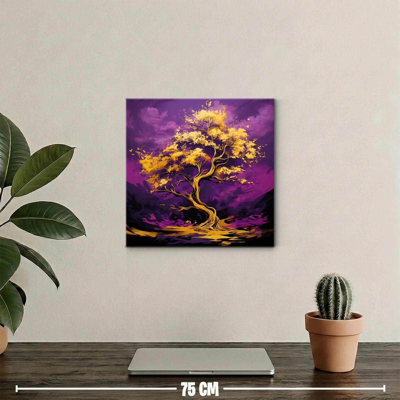 Árbol dorado sobre fondo púrpura vibrante — miniatura 2