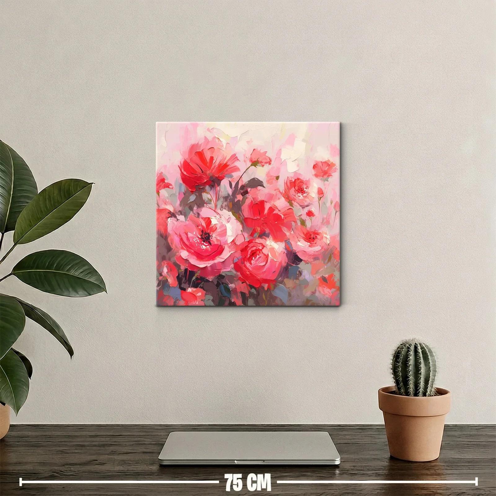Cuadro floral con explosión de rosas en tonos rojos y rosas — miniatura 2