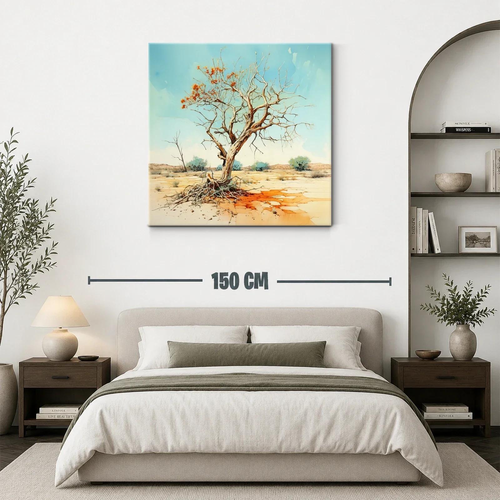 Árbol Seco con Flores Naranjas en Paisaje Árido — miniatura 3