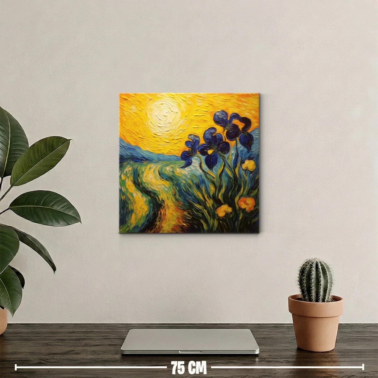 Cuadro vibrante con flores azules bajo el sol brillante — miniatura 2