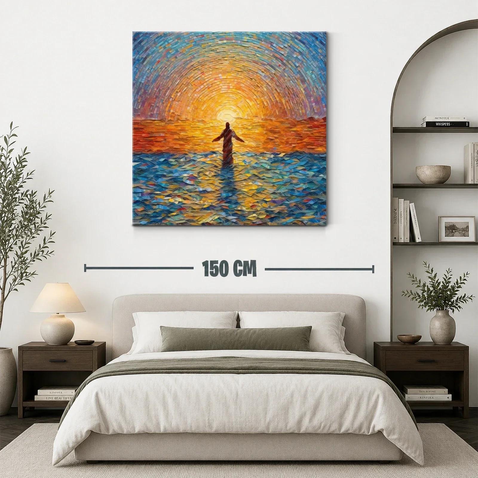 Figura Solitaria Frente a Un Mar Luminoso al Atardecer — miniatura 3