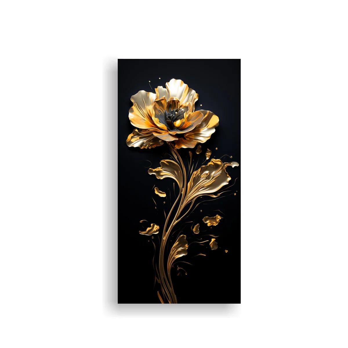 Cuadro flor dorada con pétalos flotantes — imagen principal