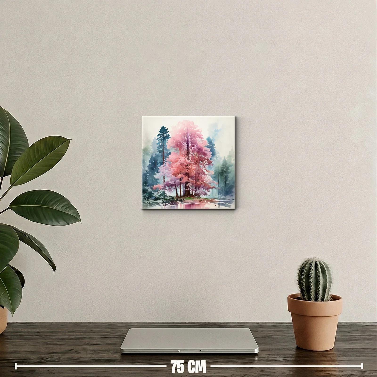 Árbol de tonos rosas y lilas en bosque nebuloso — miniatura 2