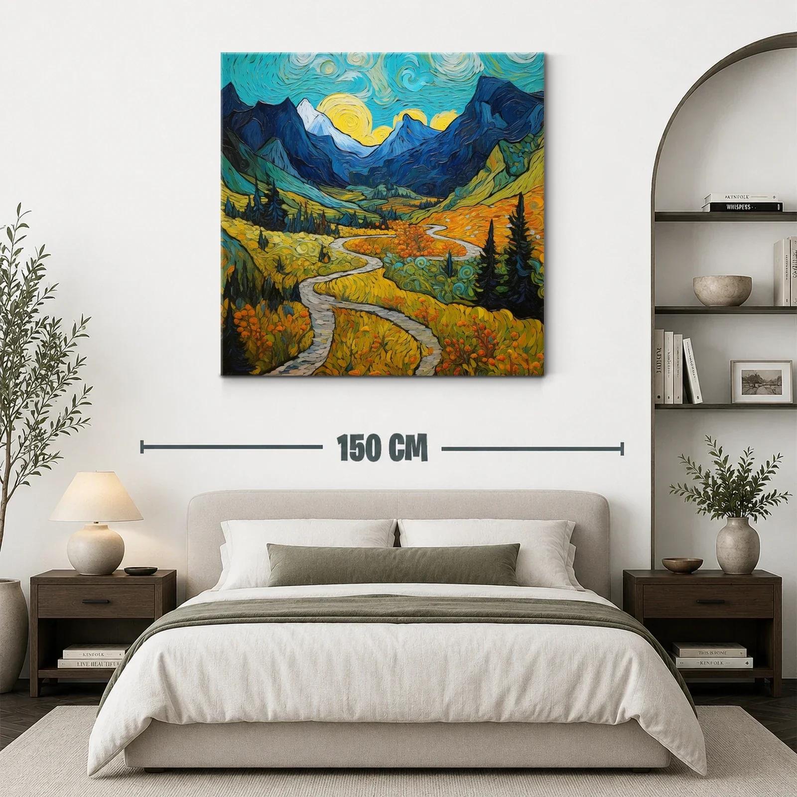 Paisaje montañoso con sendero bajo cielo vibrante — miniatura 3