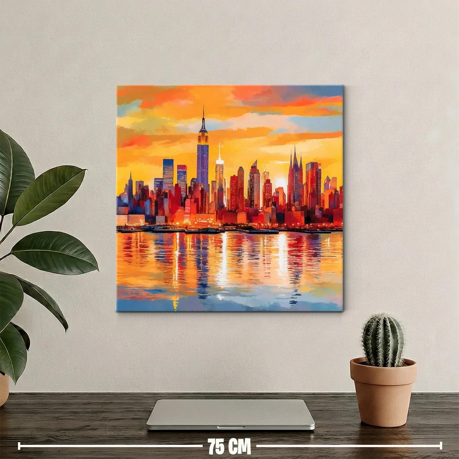 Atardecer vibrante sobre skyline urbano con reflejos dorados — miniatura 2