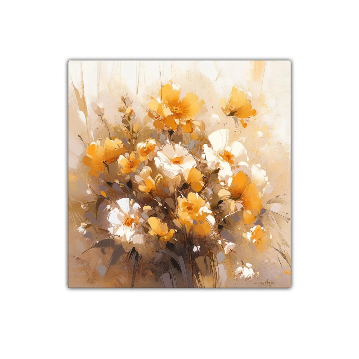 Composición vibrante de flores en tonos cálidos y neutros — imagen principal