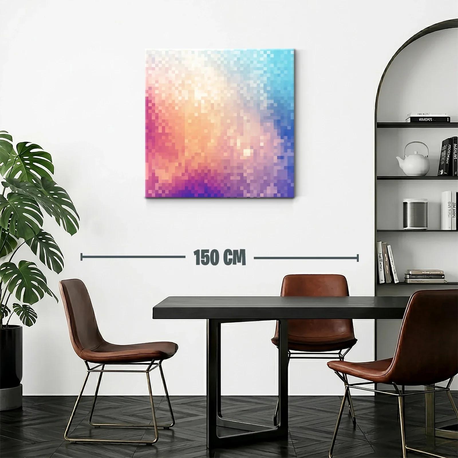 Cuadro abstracto con tonos cálidos y fríos armonizados — miniatura 2