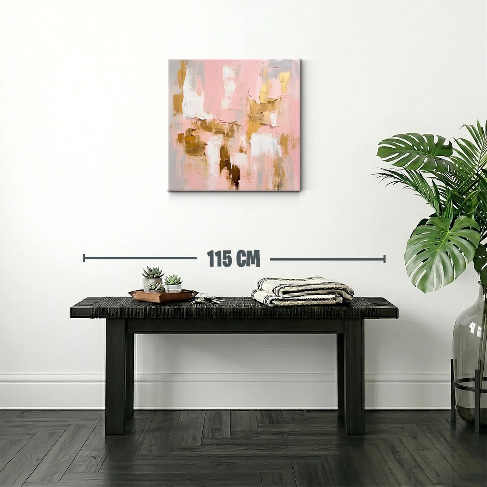 Arte abstracto en tonos rosa y dorado para un ambiente elegante — miniatura 2