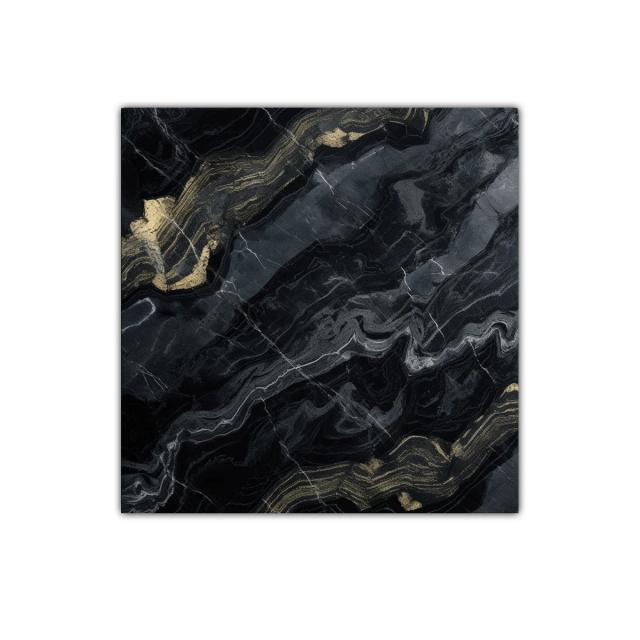 Cuadro abstracto con vetas doradas y fondo oscuro