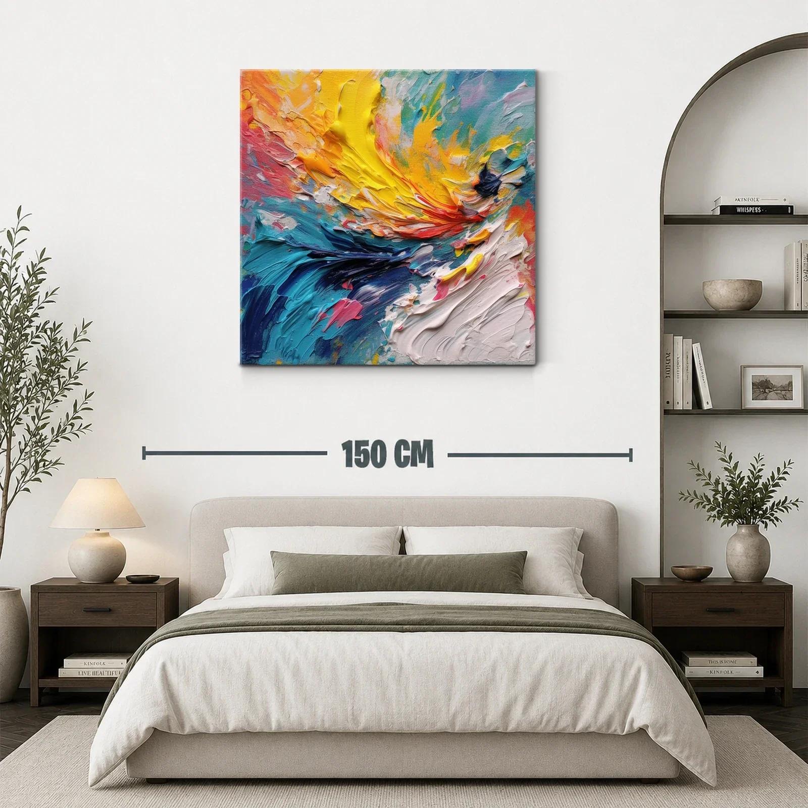 Cuadro abstracto en vibrantes tonos amarillo y azul — miniatura 3