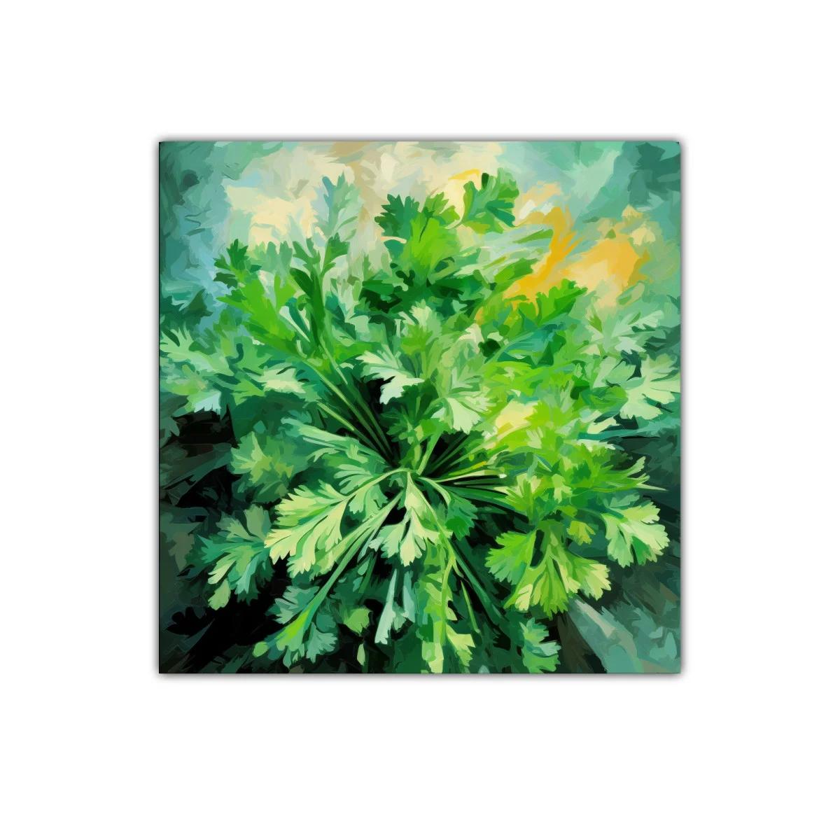 Cuadro decorativo de hojas verdes frescas y vibrantes — imagen principal