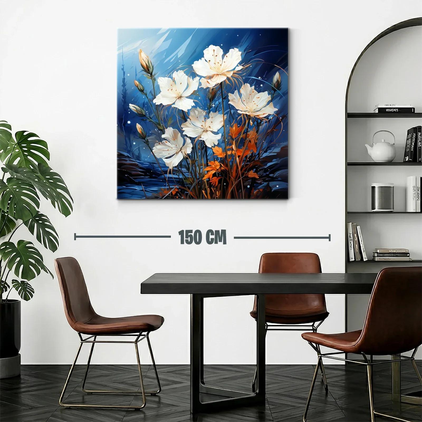 Flores blancas delicadas entre tonos azules y naranjas vibrantes — miniatura 2