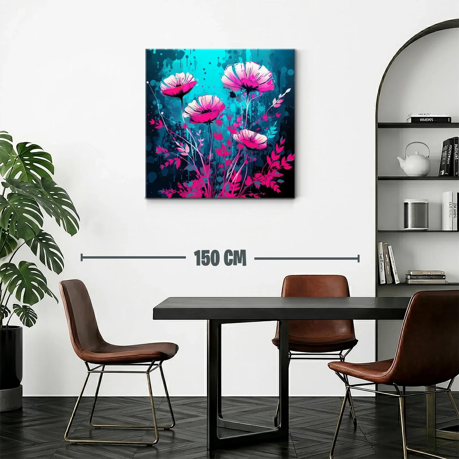 Flores vibrantes en contraste turquesa y magenta — miniatura 2