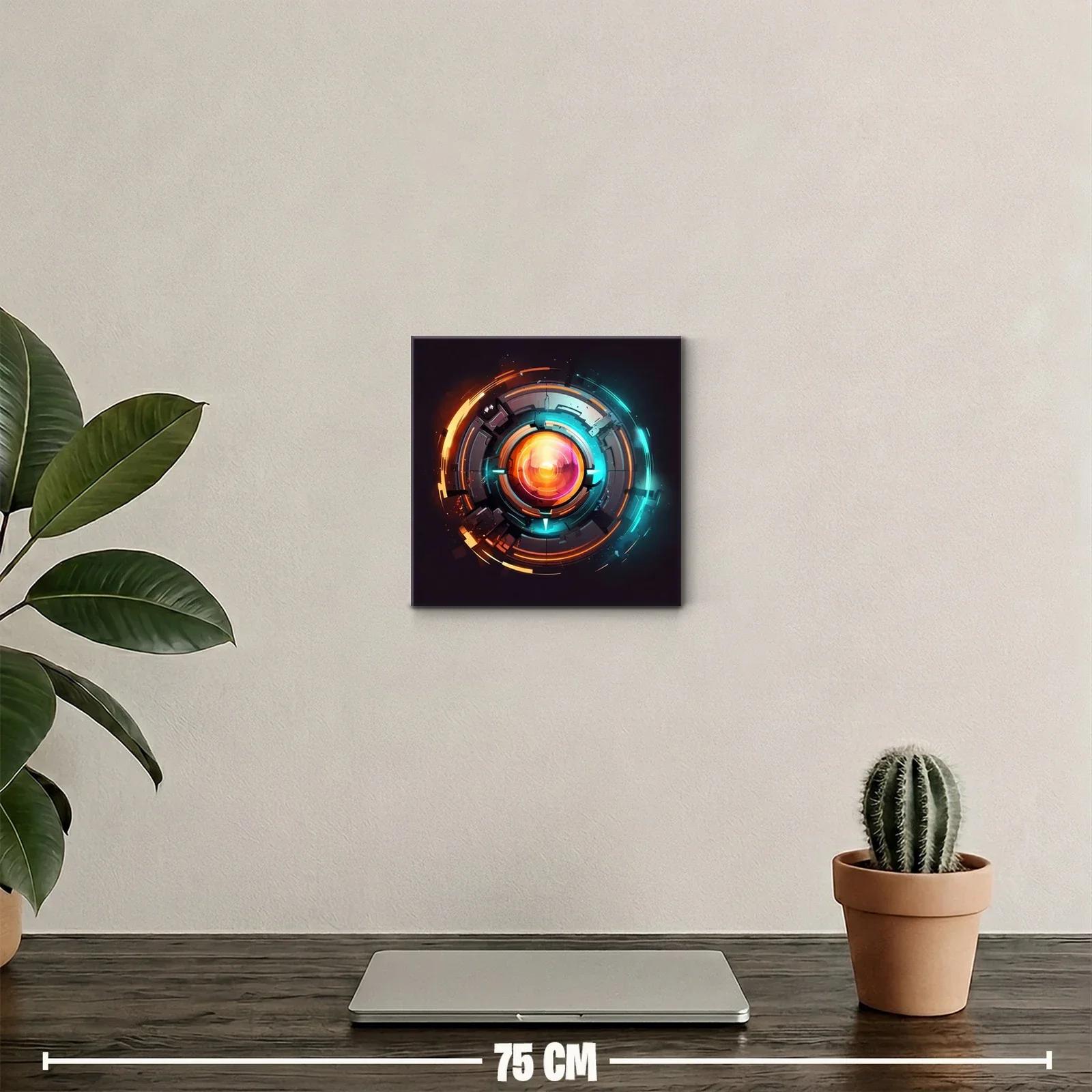 Cuadro abstracto de círculos tecnológicos vibrantes — miniatura 2