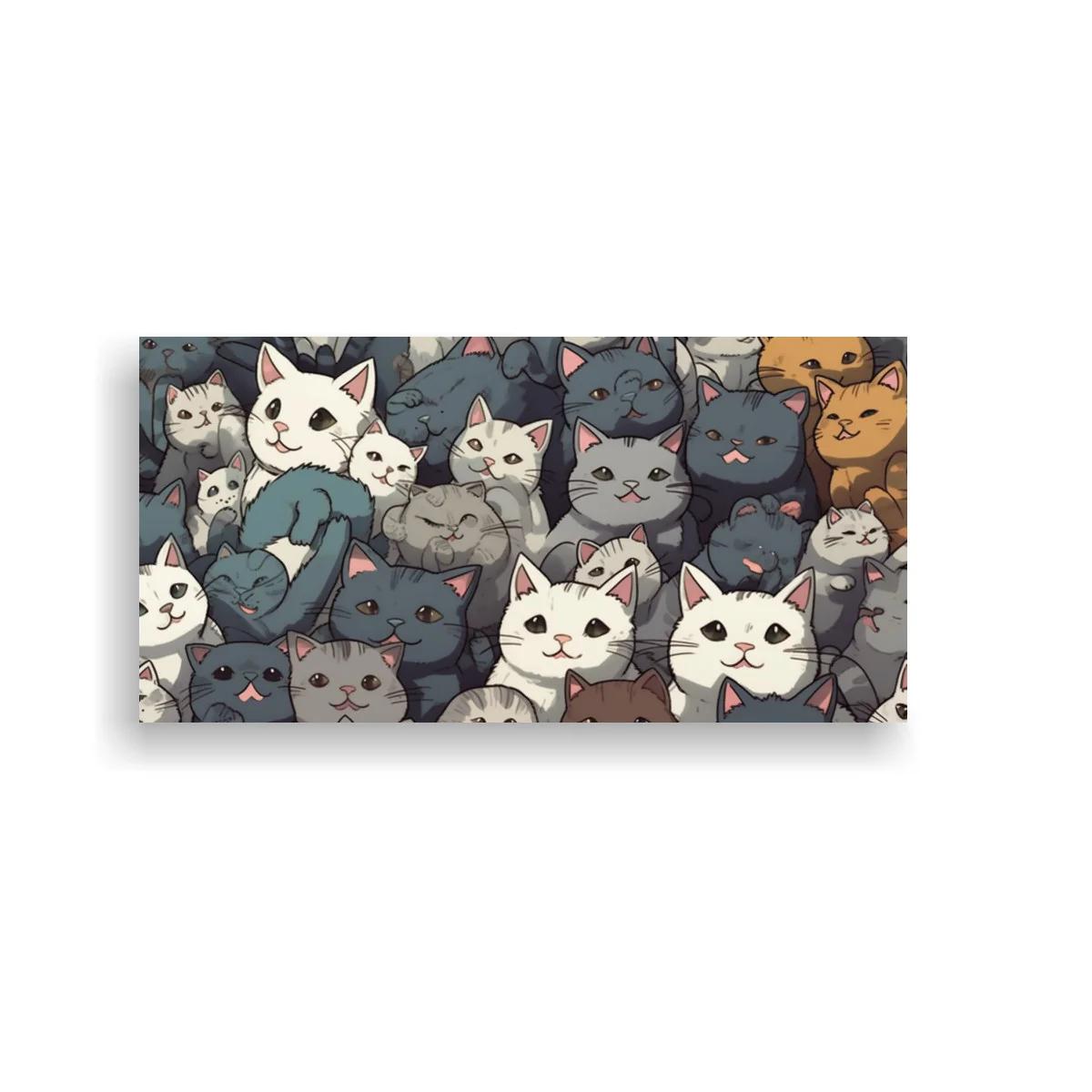 Cuadro grupo de gatos en patrón denso