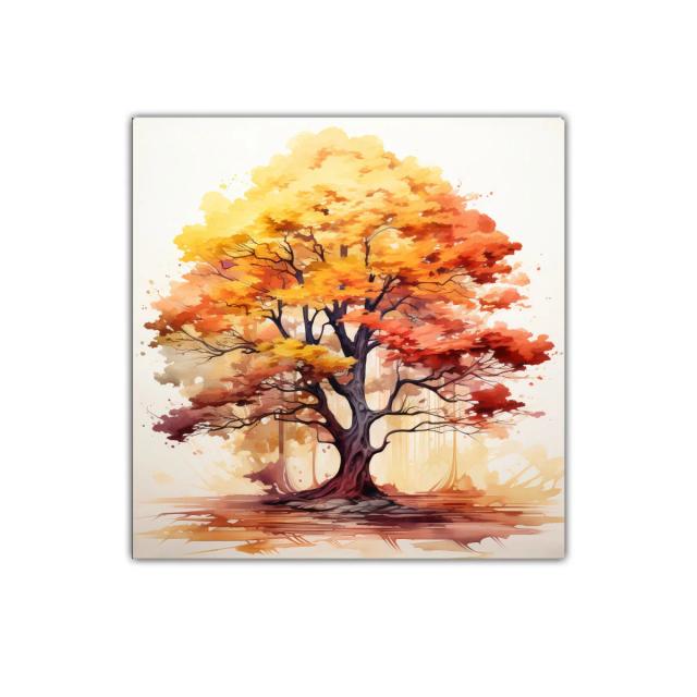 Arbol otoñal con tonos cálidos intensos y vibrantes