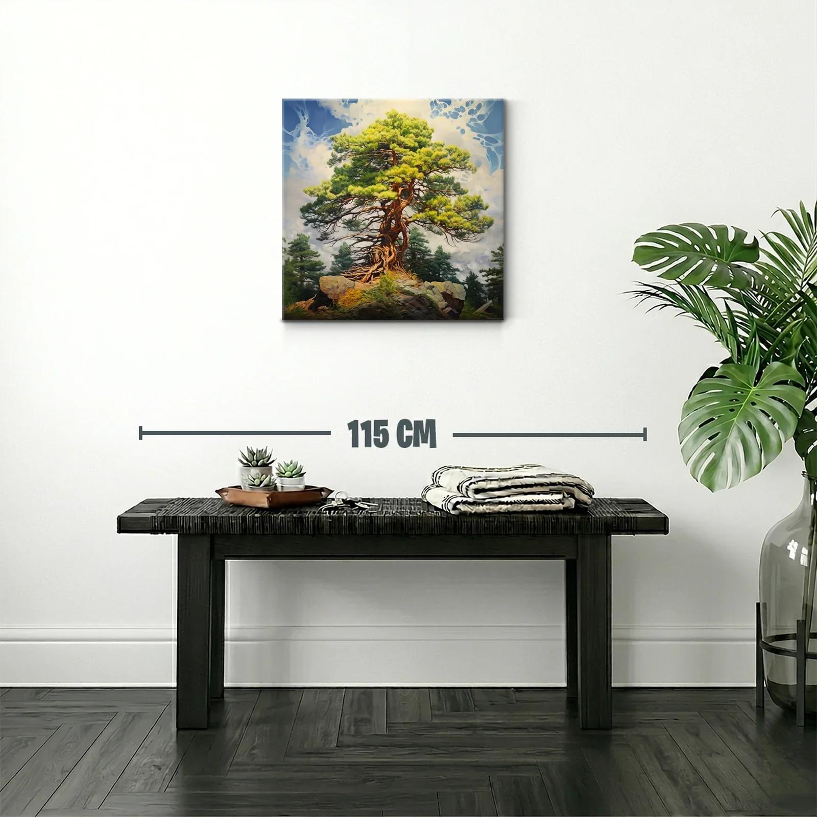 Árbol milenario sobre rocas bajo cielo azul — miniatura 2